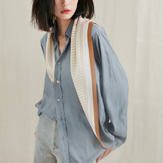 Stripe Monogram Grace Zijde Sjaal - 100% Zijde Crepe de Chine