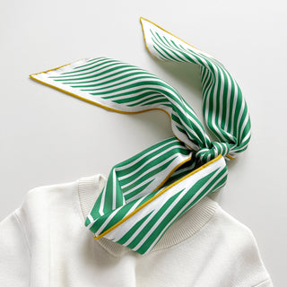 Klassesch Sträifendréieck Seidenschal - Handgerullte Bandana-Schal fir Fraen