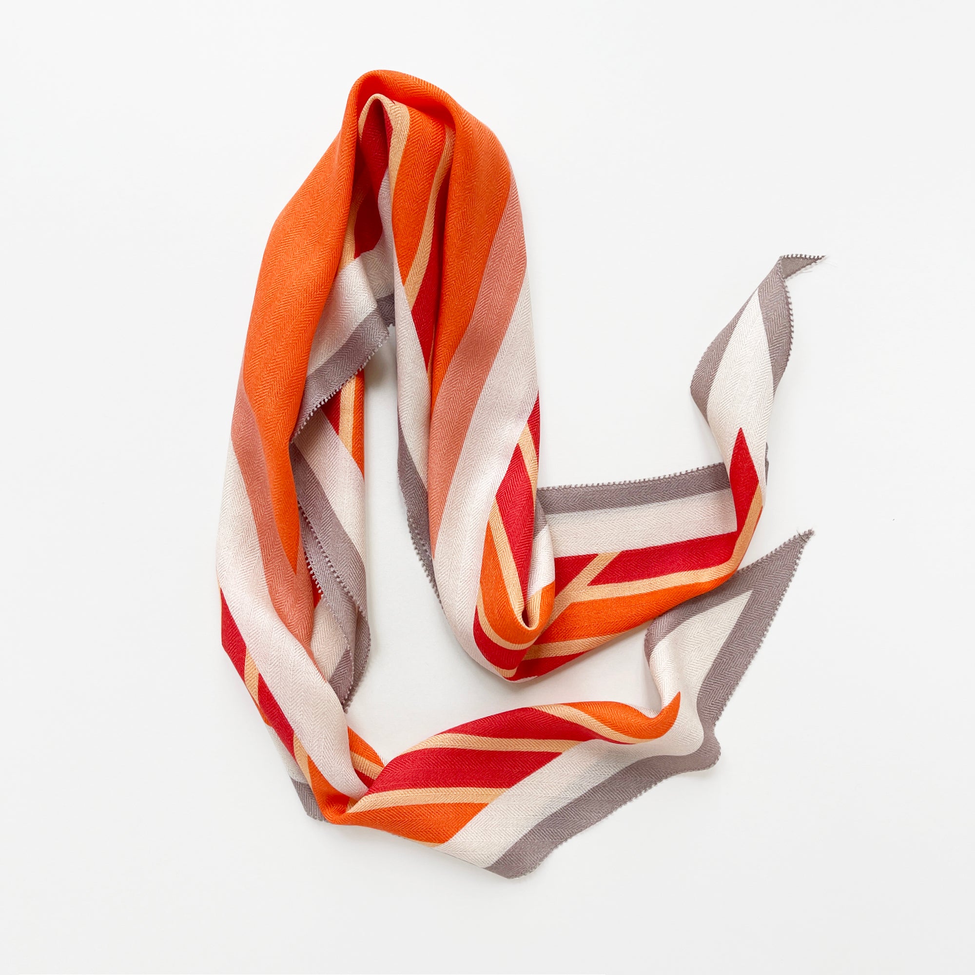 Geometric Silk Cashmere Scarf – Orange Red Women's Neck Scarf