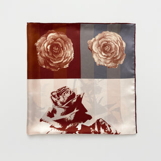 Folded Berlin Rose silk scarf – 65cm vintage floral square bandana in sepia tones by LuluLane