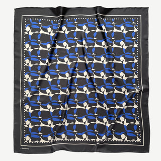 Women’s silk scarf 90cm in pebble-inspired print, English seaside tones, large square with hand-rolled hems by LuluLane.