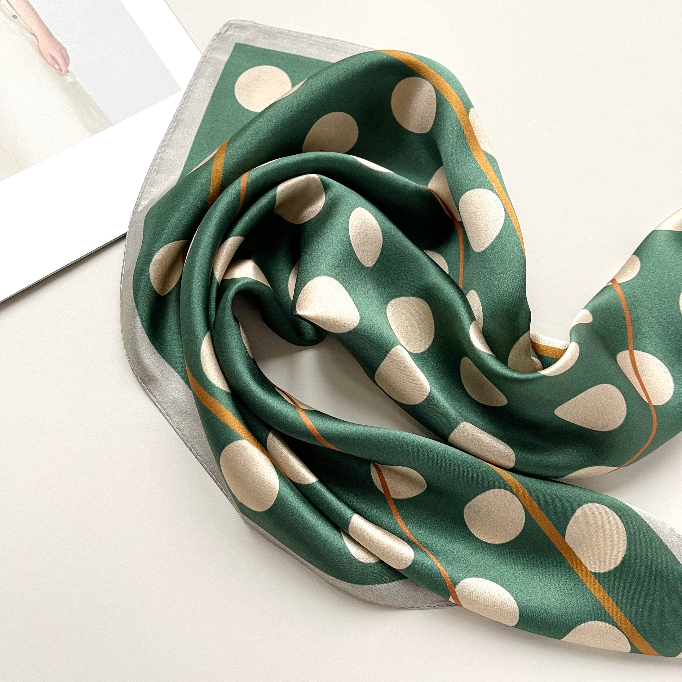 Jade Green Classic Polka Dots Silk Scarf 53cm Bandana – LuluLane