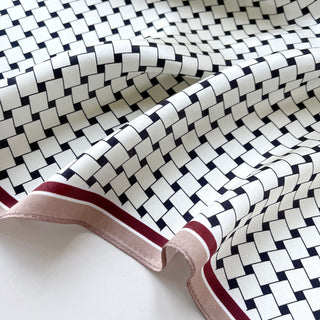 White Burgundy Refined Squares Silk Scarf - 53cm Unisex Bandana