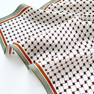 White Burgundy Refined Squares Silk Scarf - 53cm Unisex Bandana