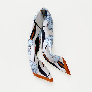 Tulip Silk Bandana Scarf – 53cm Floral Square