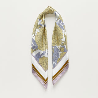 women’s silk scarf with peony flower print, soft pastel floral square scarf with hand-rolled hems by LuluLane