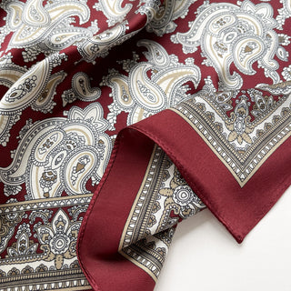 Dark Red Paisley Silk Scarf - Men's Neckerchief