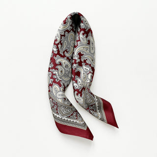 Dark Red Paisley Silk Scarf - Men's Neckerchief