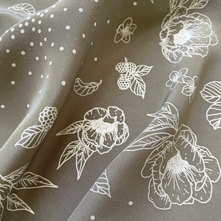 Dusty Sage Floral Silk Scarf – 60cm Women’s Square 100% Silk Crepe
