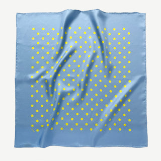 women’s sky blue tennis polka dot silk scarf, square bandana inspired by British summer tennis courts