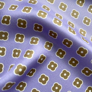 Lavender silk scarf with taupe floral print, women's square silk neck scarf with delicate vintage-inspired flower pattern