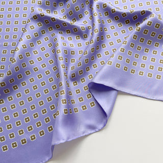 Lavender silk scarf with taupe floral print, women's square silk neck scarf with delicate vintage-inspired flower pattern