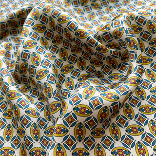 close-up of men's silk neckerchief featuring heritage geometric print