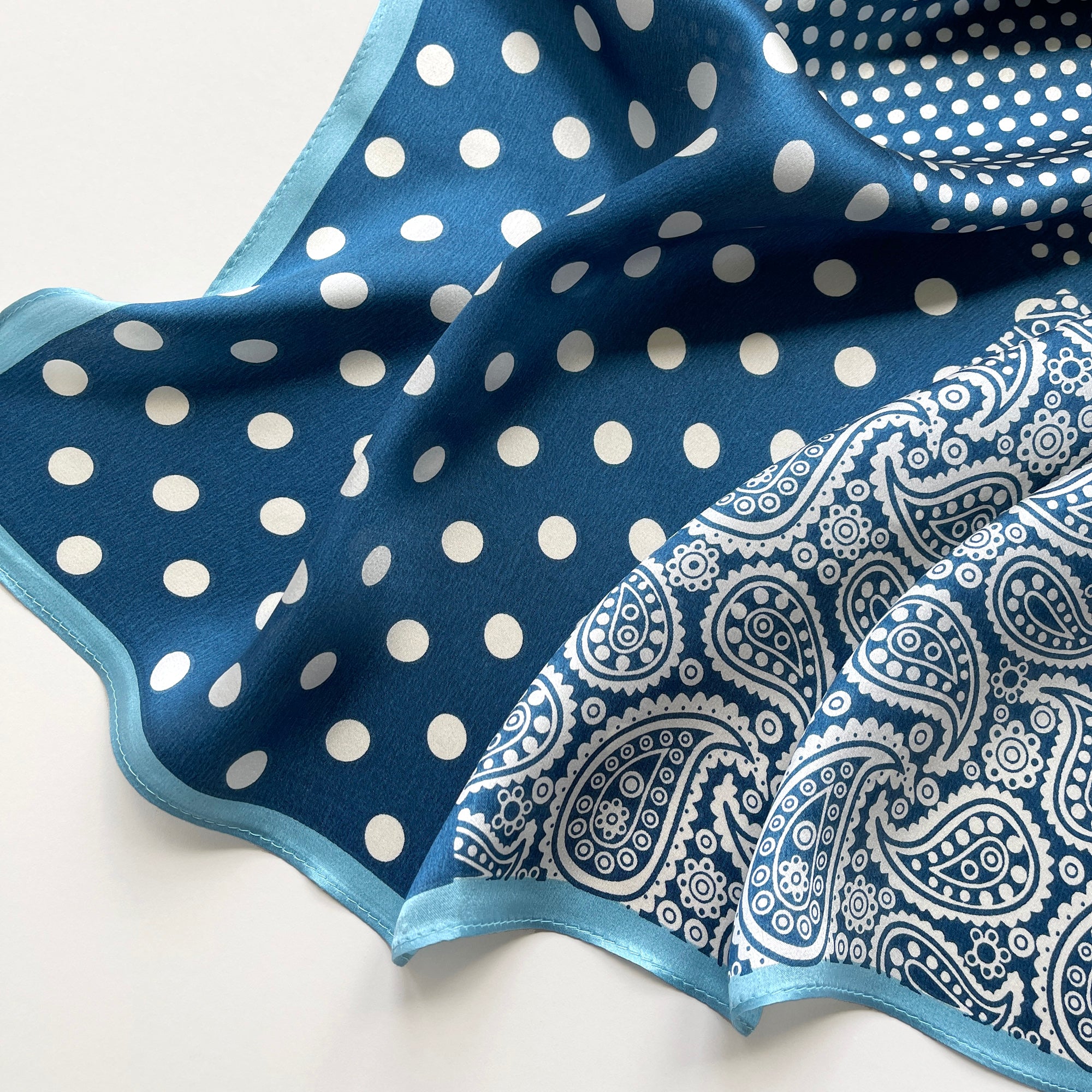 Mens navy blue polka dot silk scarf sales