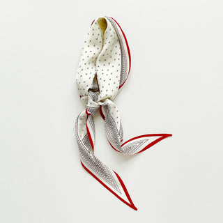 Cream Geometric Silk Scarf – Women's Silk Neck Scarf