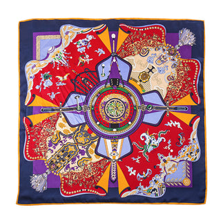 Yellow Lilac Regal Bloom Silk Scarf - 90cm Women's Head Scarf
