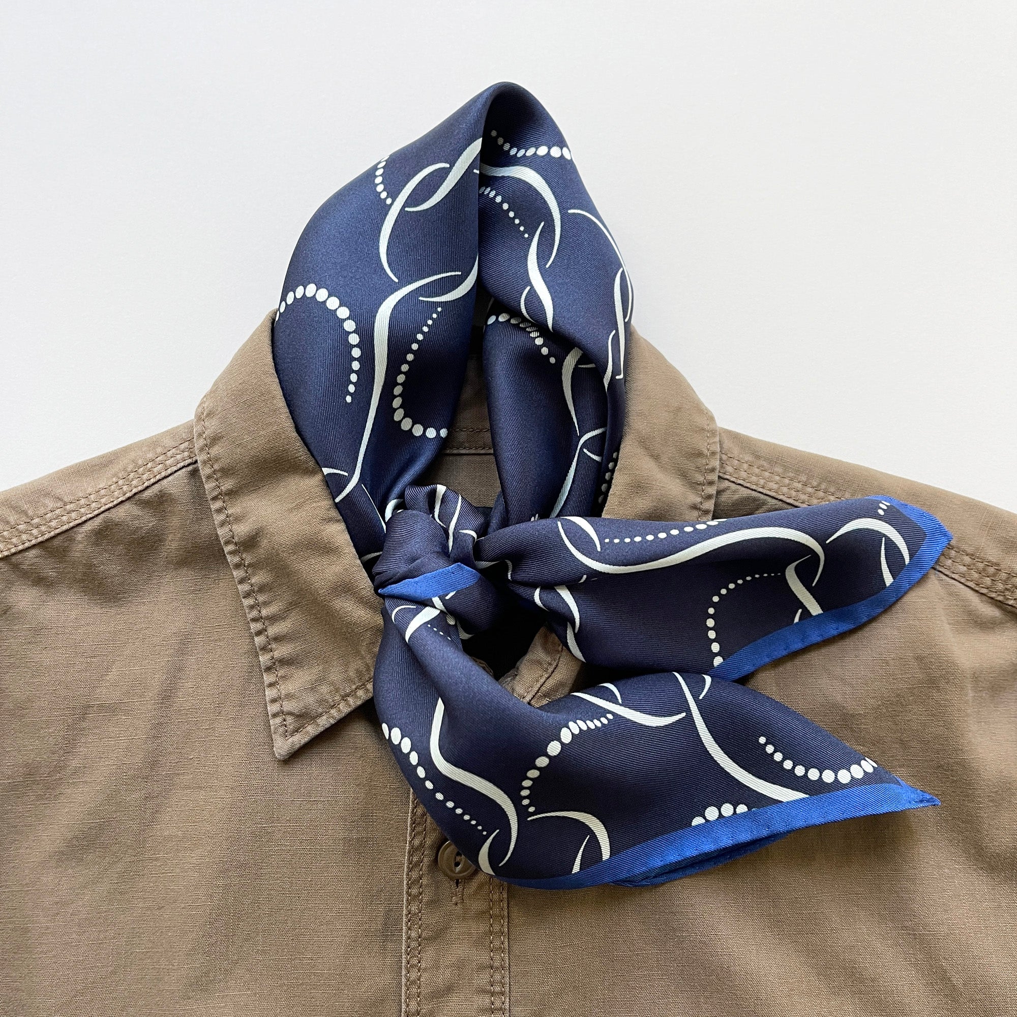 Foulard in Seta Blue Marine Flow Fazzoletto da Collo Uomo 65cm