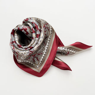 Dark Red Paisley Silk Scarf - Men's Neckerchief