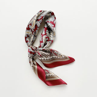Dark Red Paisley Silk Scarf - Men's Neckerchief