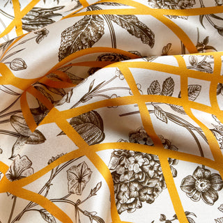 Yellow Baroque Botanic Silk Scarf - 65cm Women's Bandana Scarf
