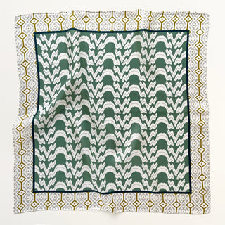 Teal Green Diamond Grove Silk Scarf - 53cm Hand-rolled Unisex Bandana