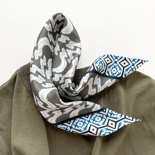 Teal Green Diamond Grove Silk Scarf - 53cm Hand-rolled Unisex Bandana