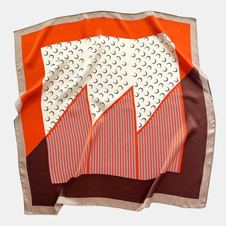 Orange & Dusty Blue Lunar Peaks Silk Scarf - 65cm Women's Bandana Scarf