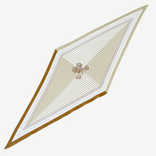 Sage green & Beige Monogram Grace Long Silk Scarf - Women's Neck Scarf