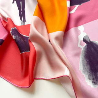 Pink Lady Large Silk Scarf - 90cm Hand-rolled Women's Head Scarf