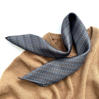 Timeless Geometric Line Silk Square Scarf - 53cm Hand-rolled Men's Neckerchief