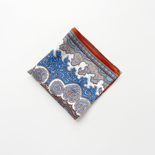 Blue Orange Vintage Baroque Silk Scarf - 65cm Unisex Bandana Scarf