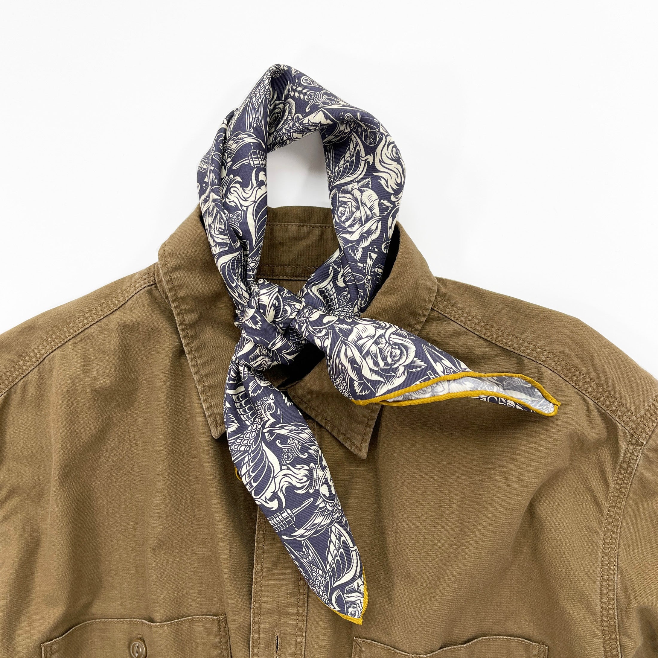 Gothic Rose Silk Square Scarf 65cm Hand-rolled Unisex Bandana