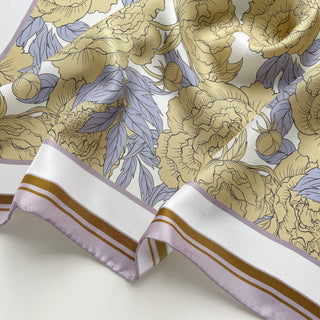 Peony Bloom Silk Scarf – 65cm Women's Silk Neck Scarf
