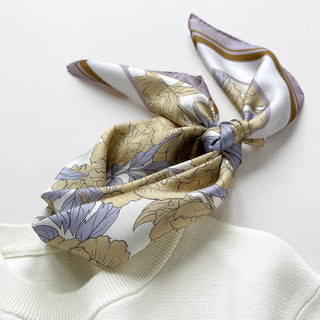 Peony Bloom Silk Scarf – 65cm Women's Silk Neck Scarf