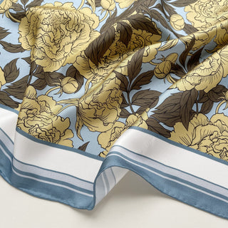 Peony Bloom Silk Scarf – 65cm Women's Silk Neck Scarf