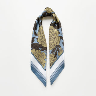 Peony Bloom Silk Scarf – 65cm Women's Silk Neck Scarf
