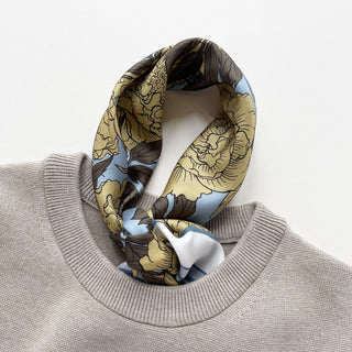 Peony Bloom Silk Scarf – 65cm Women's Silk Neck Scarf