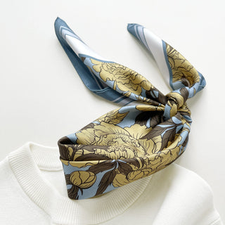 Peony Bloom Silk Scarf – 65cm Women's Silk Neck Scarf