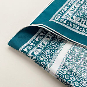 Hand-rolled Hems Turquoise Large Square Silk Scarf | Silk Head Scarf | Luxury Silk Twill Scarf