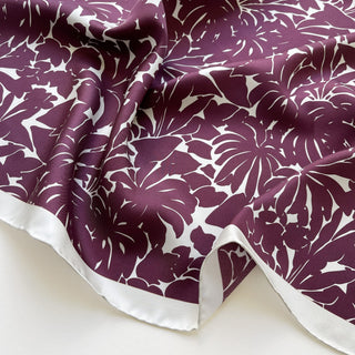 Floral Silhouette Silk Scarf - 65cm Women's Silk Square Scarf