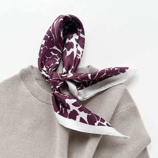 Floral Silhouette Silk Scarf - 65cm Women's Silk Square Scarf