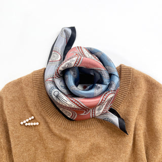 Salmon Pink Heritage Paisley Silk Scarf - 53cm Unisex Bandana