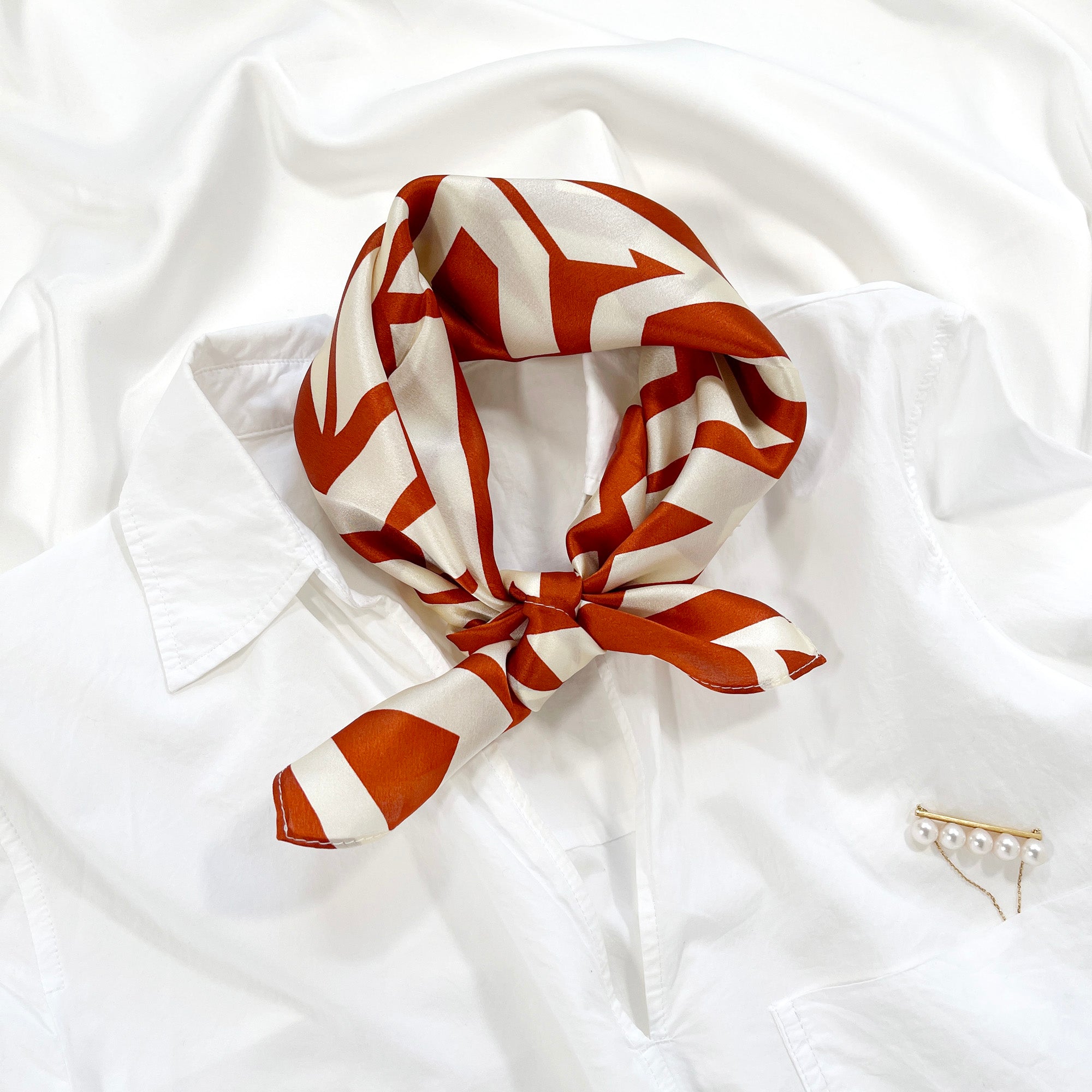 53 Burnt Orange Women s Silk Bandana Scarf 100 Silk Neckerchief S LuluLaneUK