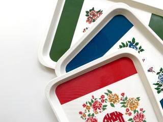Plateau en mélamine à motif chinois à motif vintage | Paon